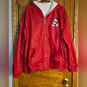 Disney women's red reversible Mickey and Minnie Mouse windbreaker jacket